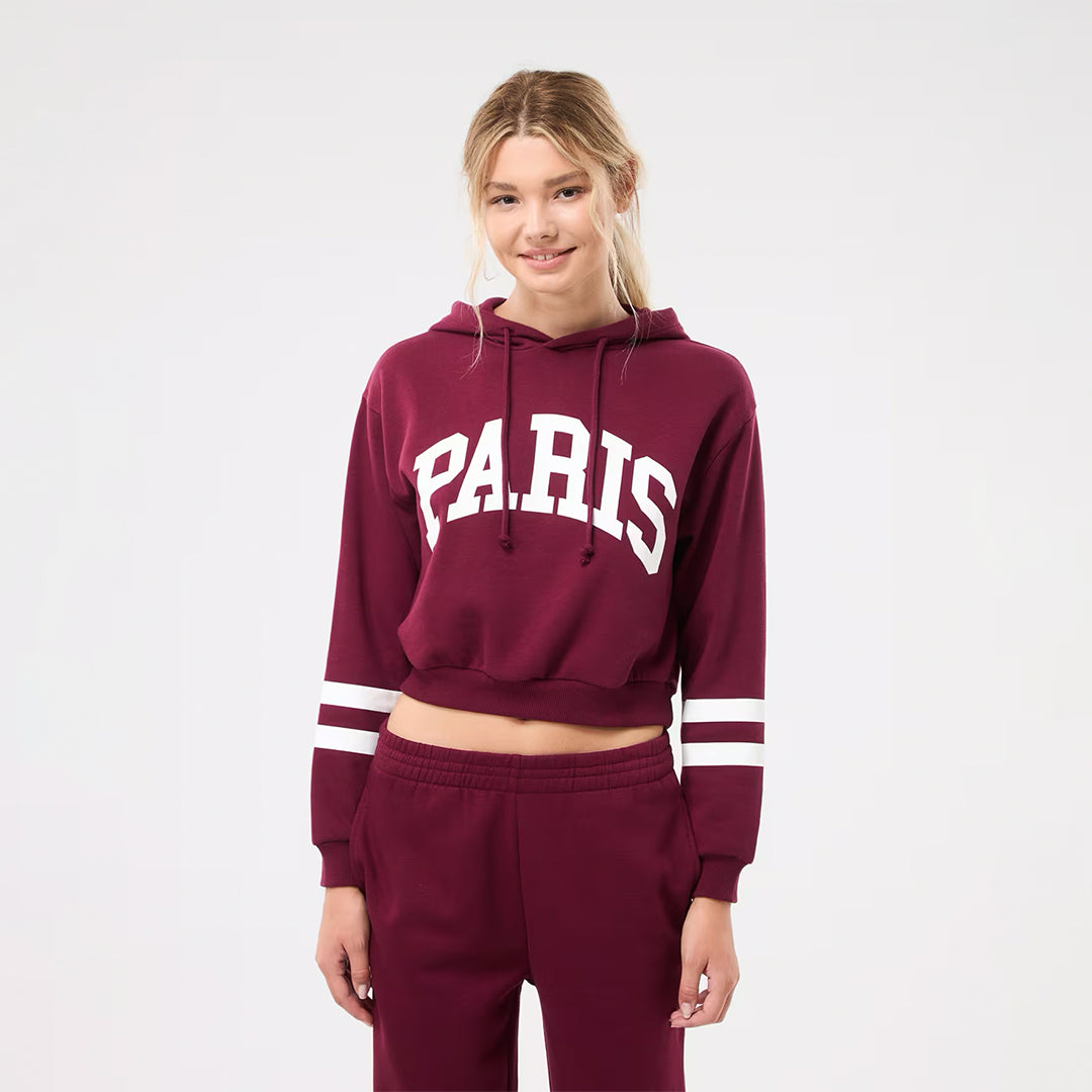 College-Style Lettering Hooded Sweatshirt