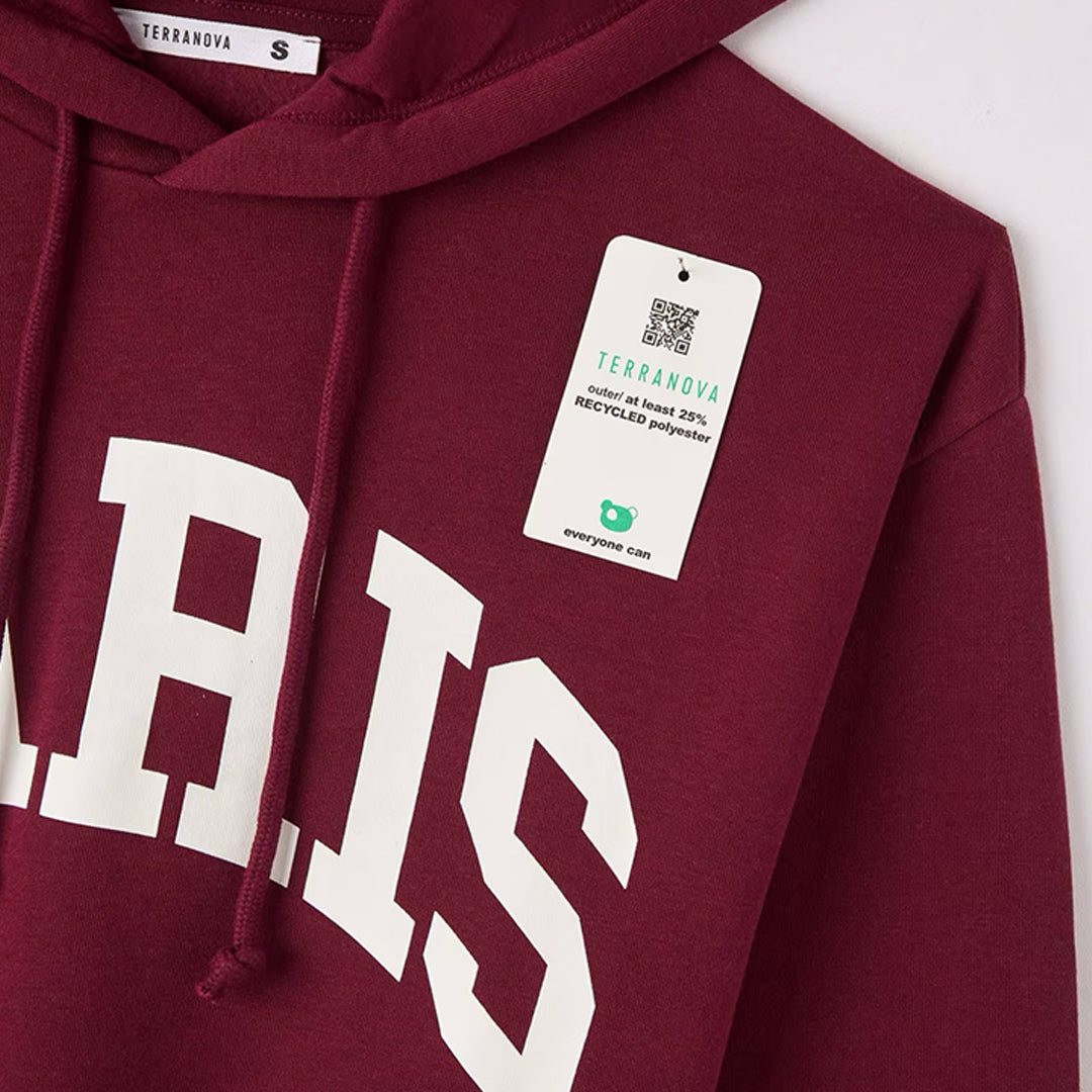 College-Style Lettering Hooded Sweatshirt