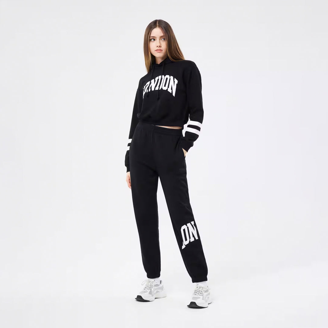 College-Style Lettering Hooded Sweatshirt