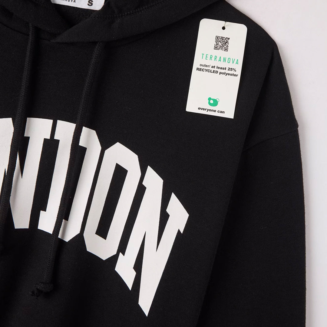 College-Style Lettering Hooded Sweatshirt