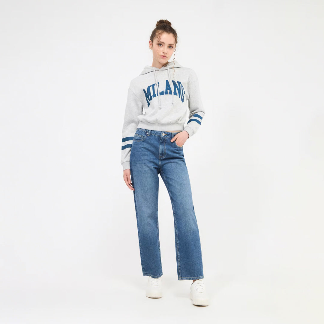 College-Style Lettering Hooded Sweatshirt
