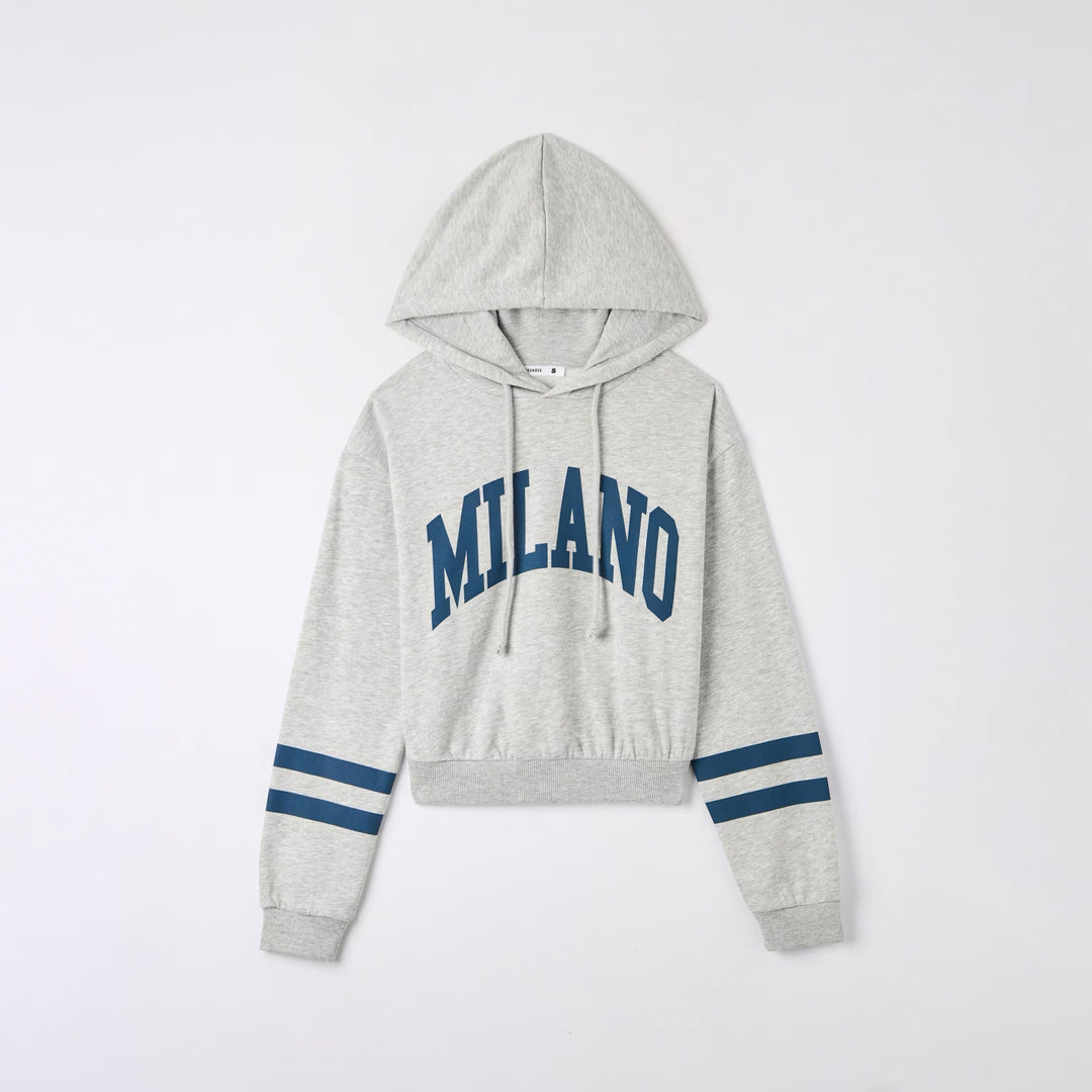 College-Style Lettering Hooded Sweatshirt
