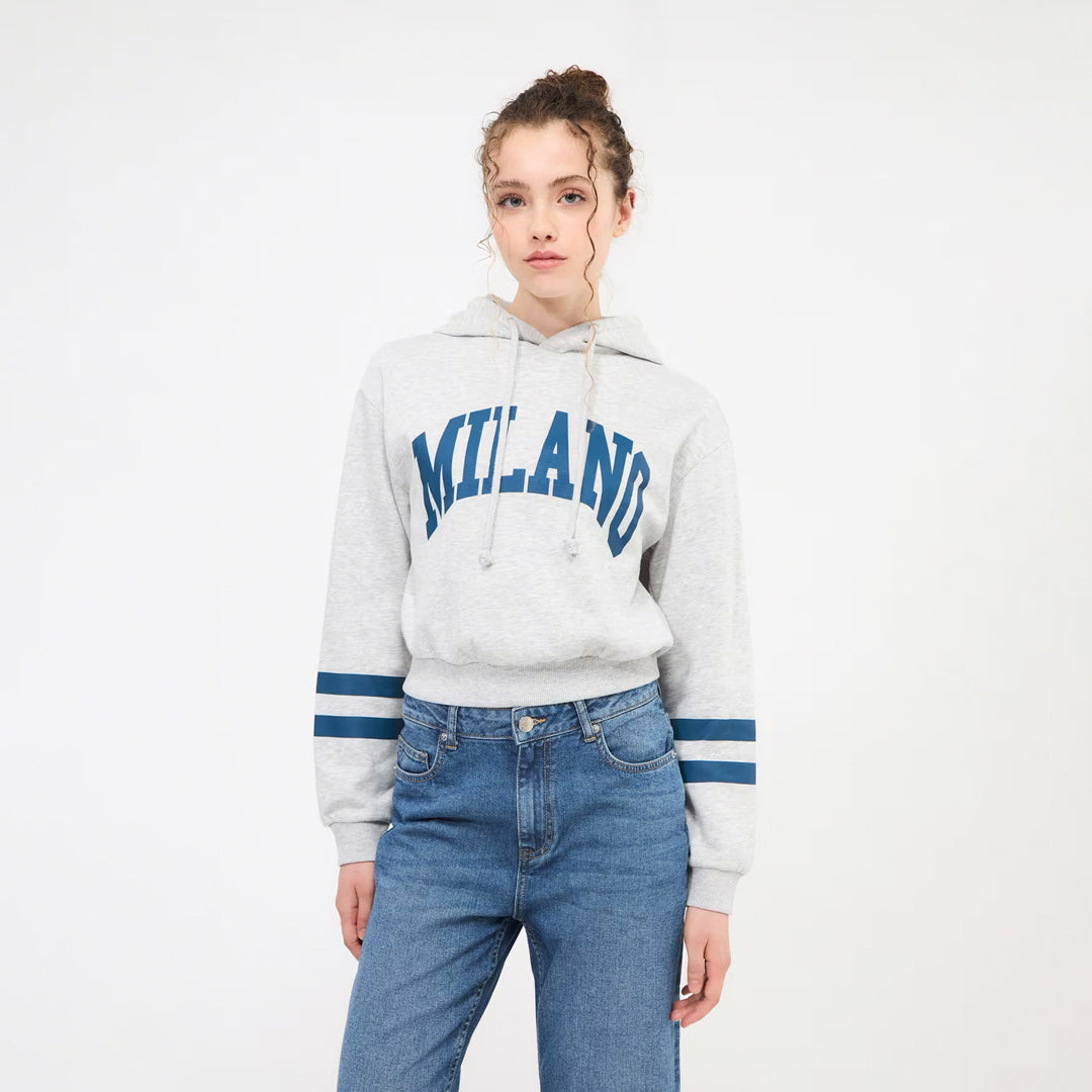 College-Style Lettering Hooded Sweatshirt