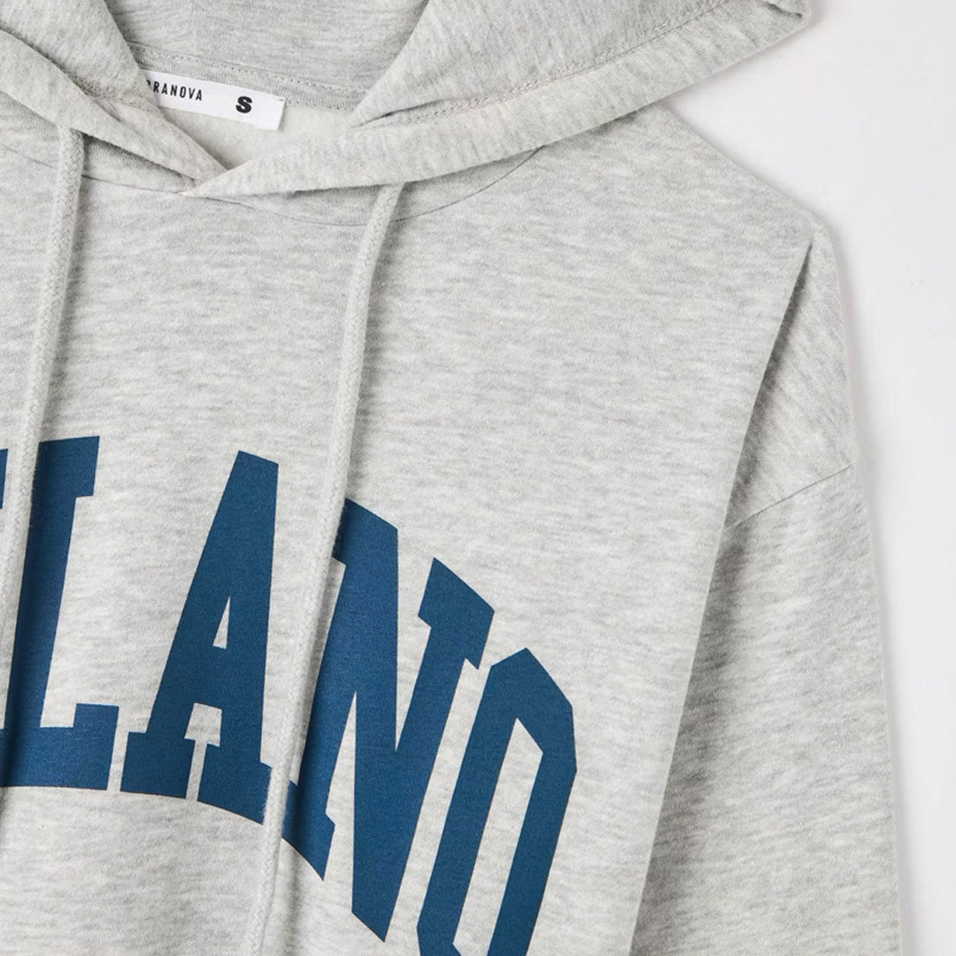 College-Style Lettering Hooded Sweatshirt