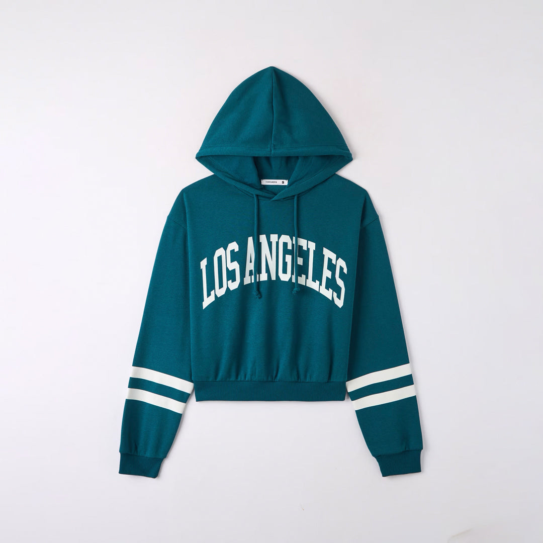College-Style Lettering Hooded Sweatshirt