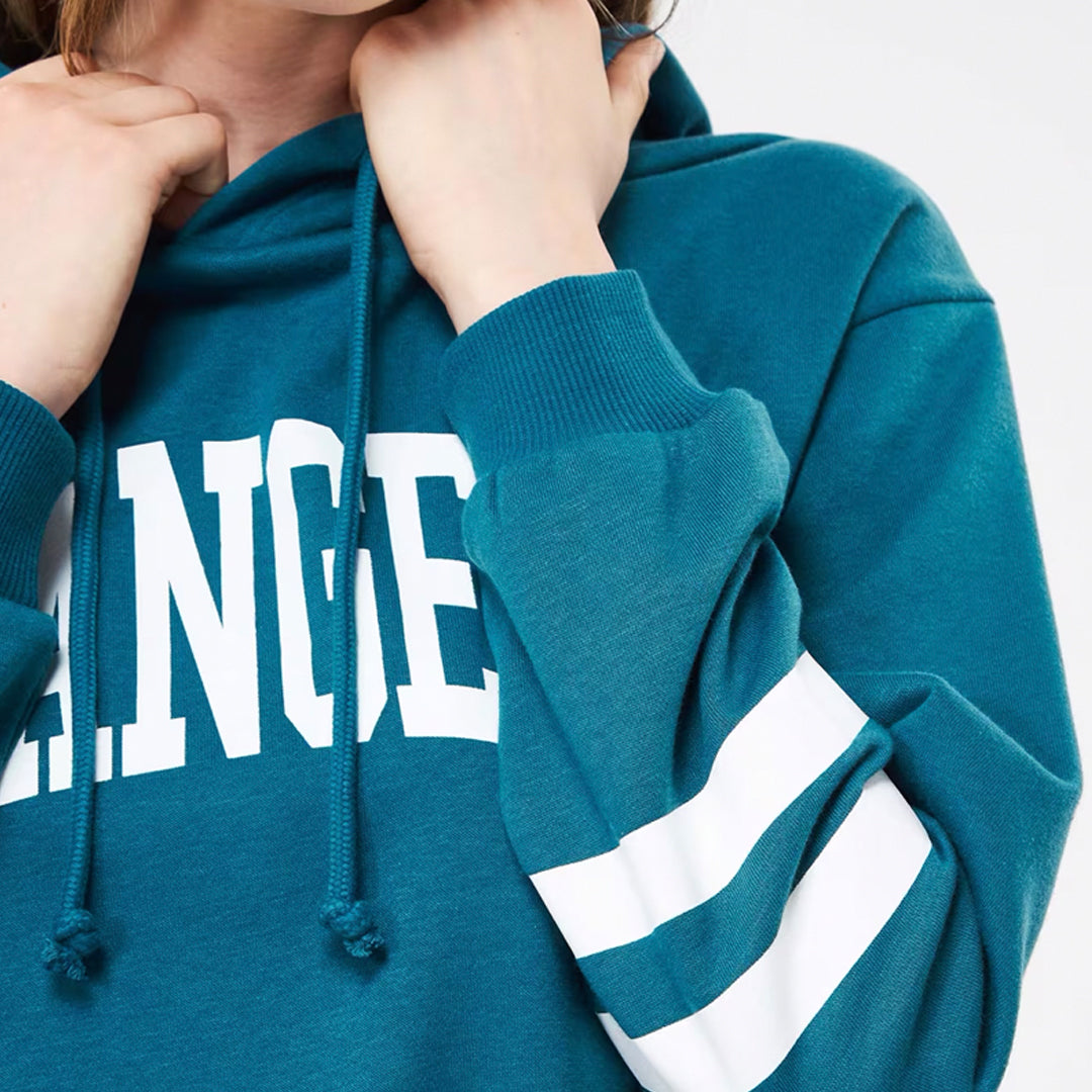 College-Style Lettering Hooded Sweatshirt