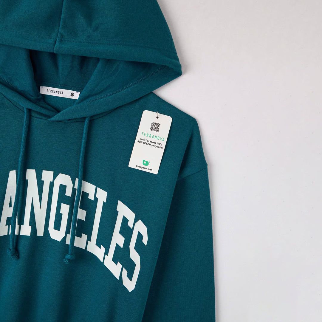 College-Style Lettering Hooded Sweatshirt
