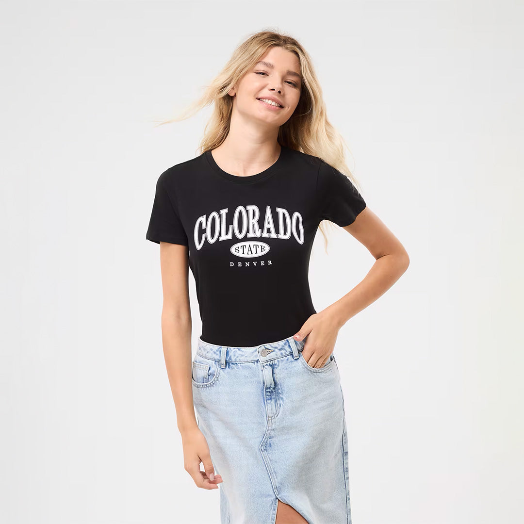 College Print Crew Neck T-Shirt