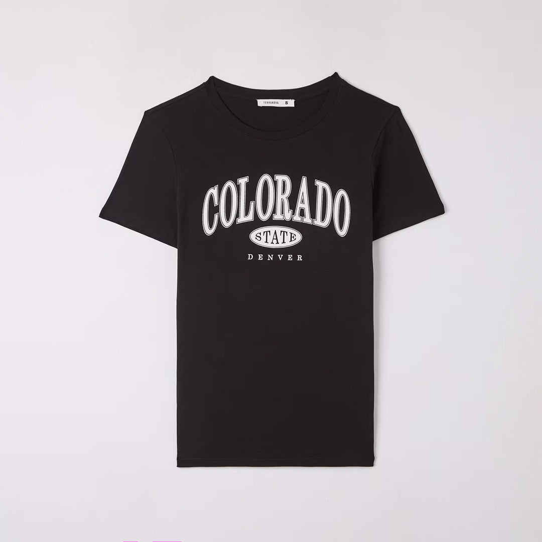 College Print Crew Neck T-Shirt