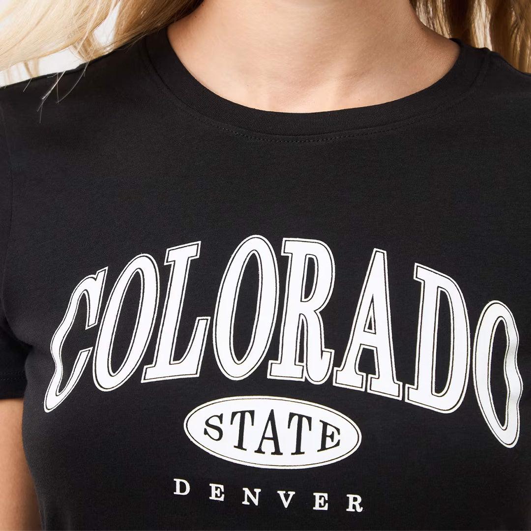 College Print Crew Neck T-Shirt