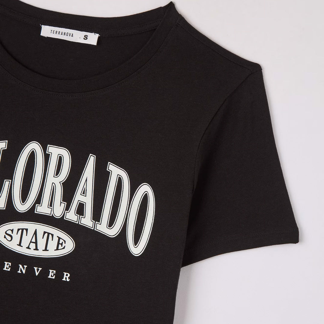 College Print Crew Neck T-Shirt