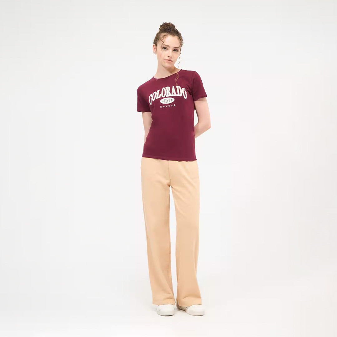 College Print Crew Neck T-Shirt