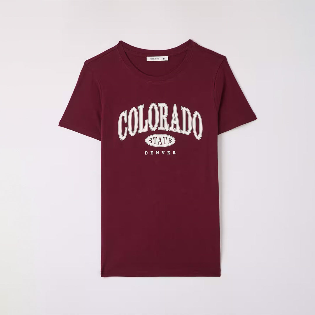 College Print Crew Neck T-Shirt