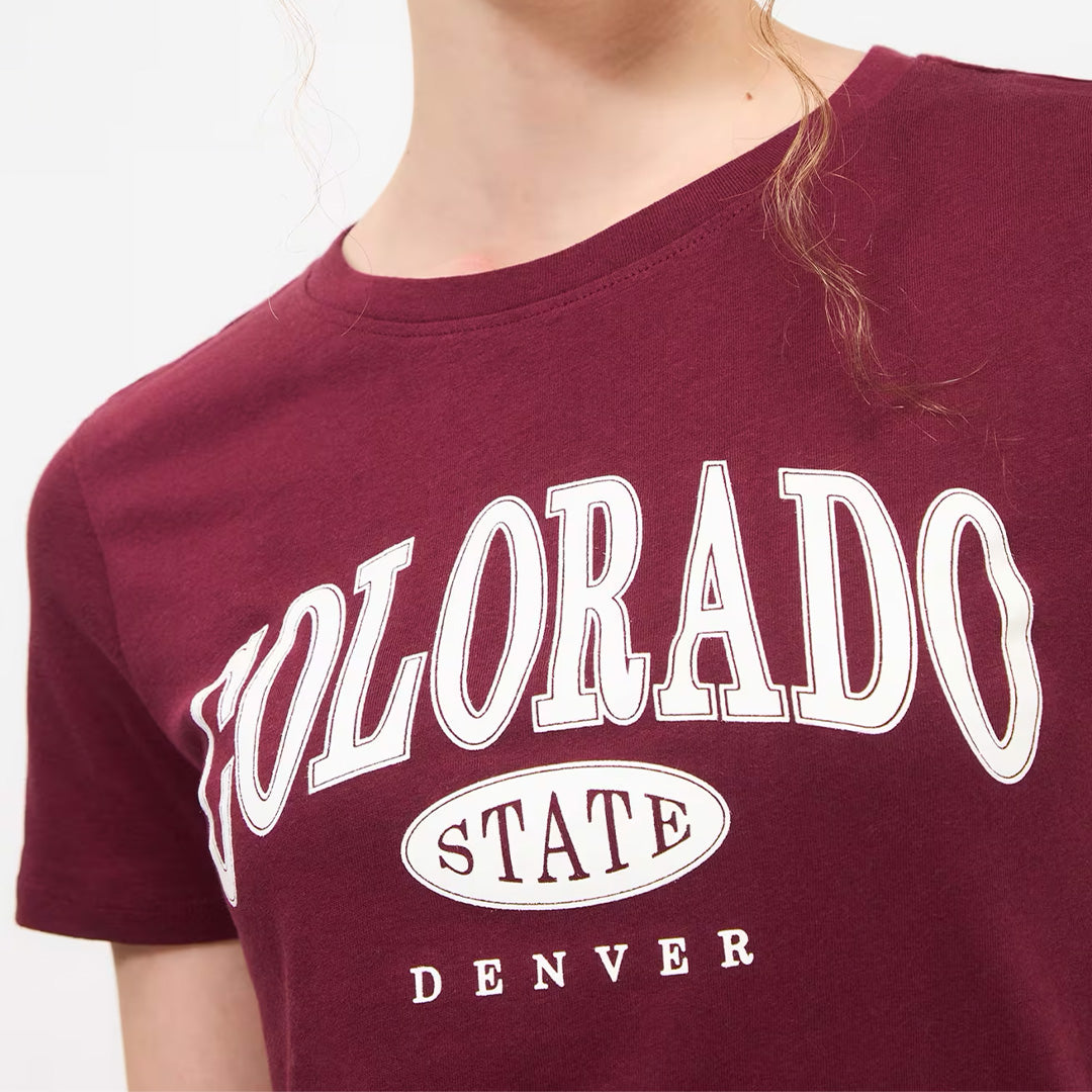 College Print Crew Neck T-Shirt