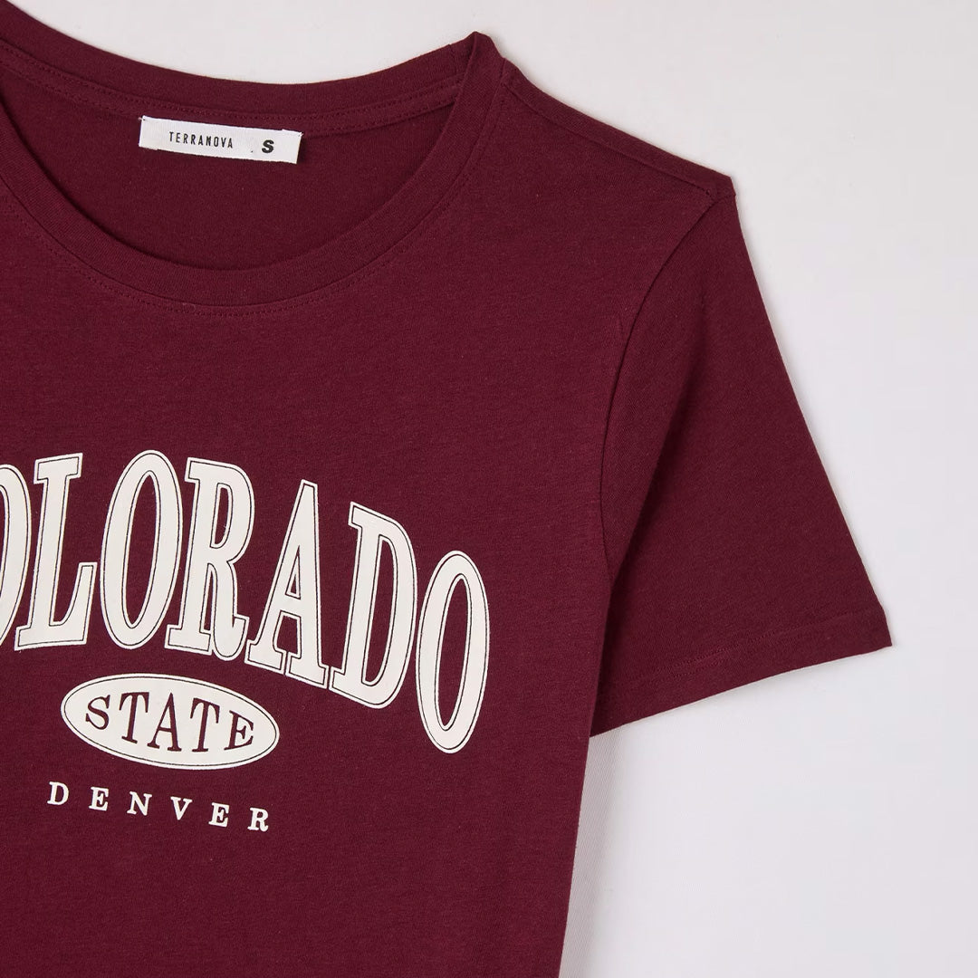 College Print Crew Neck T-Shirt