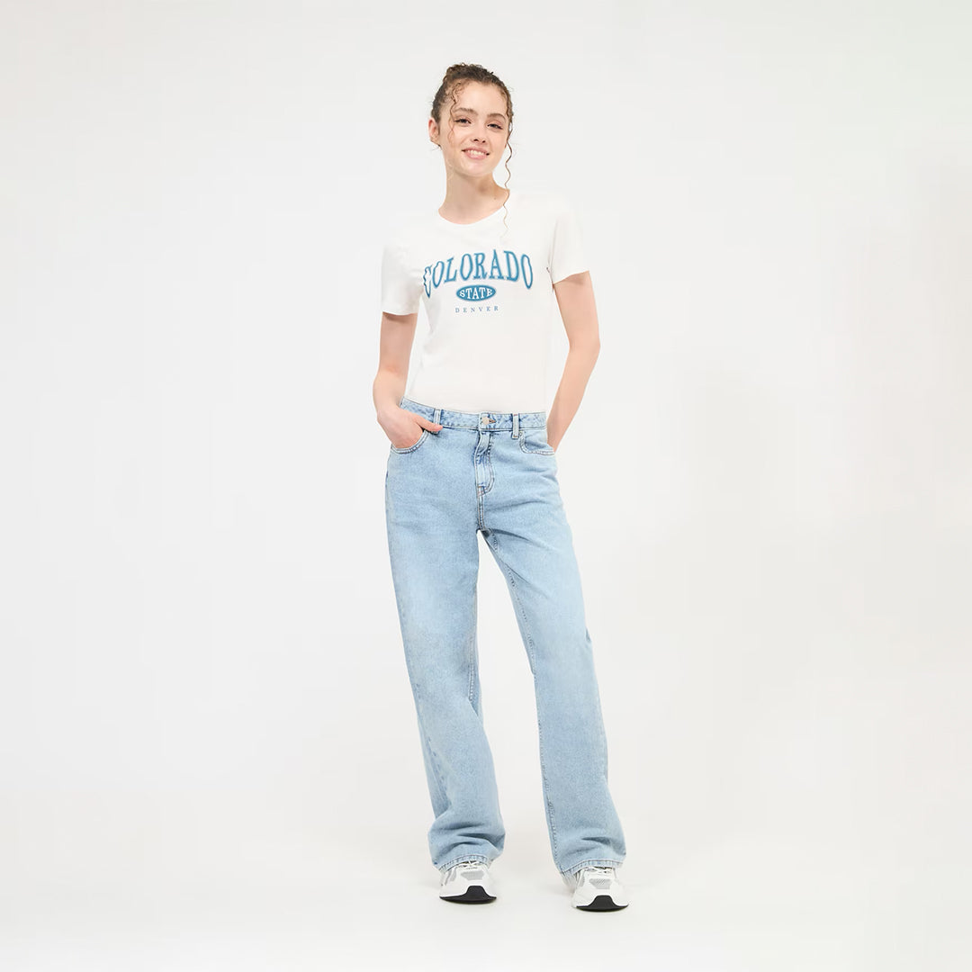 College Print Crew Neck T-Shirt