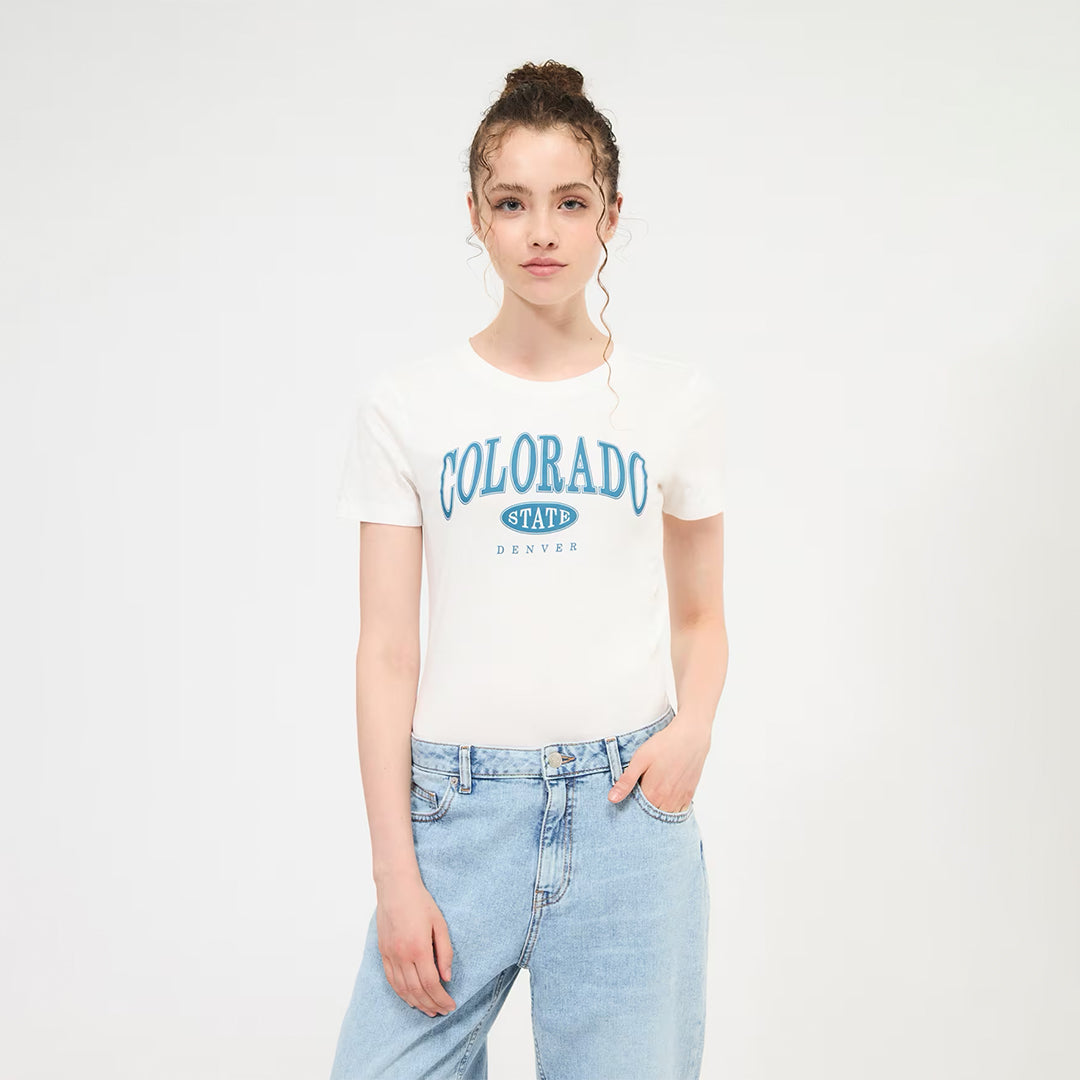 College Print Crew Neck T-Shirt