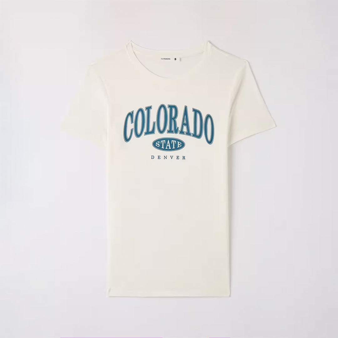 College Print Crew Neck T-Shirt