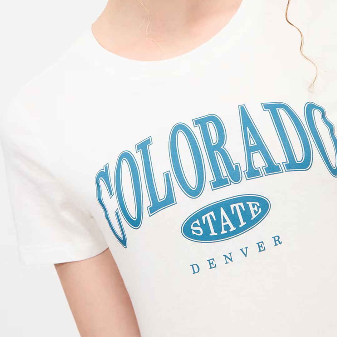 College Print Crew Neck T-Shirt