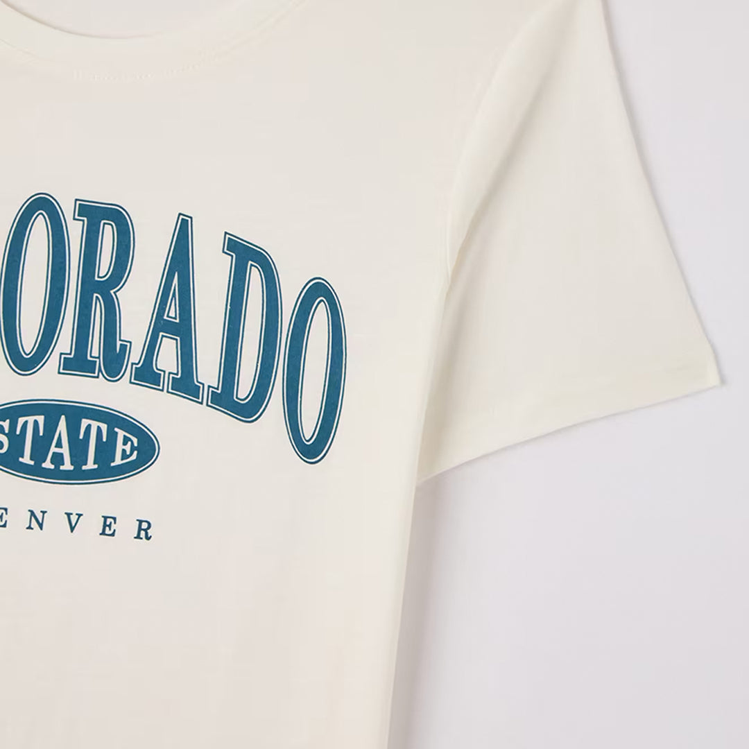 College Print Crew Neck T-Shirt