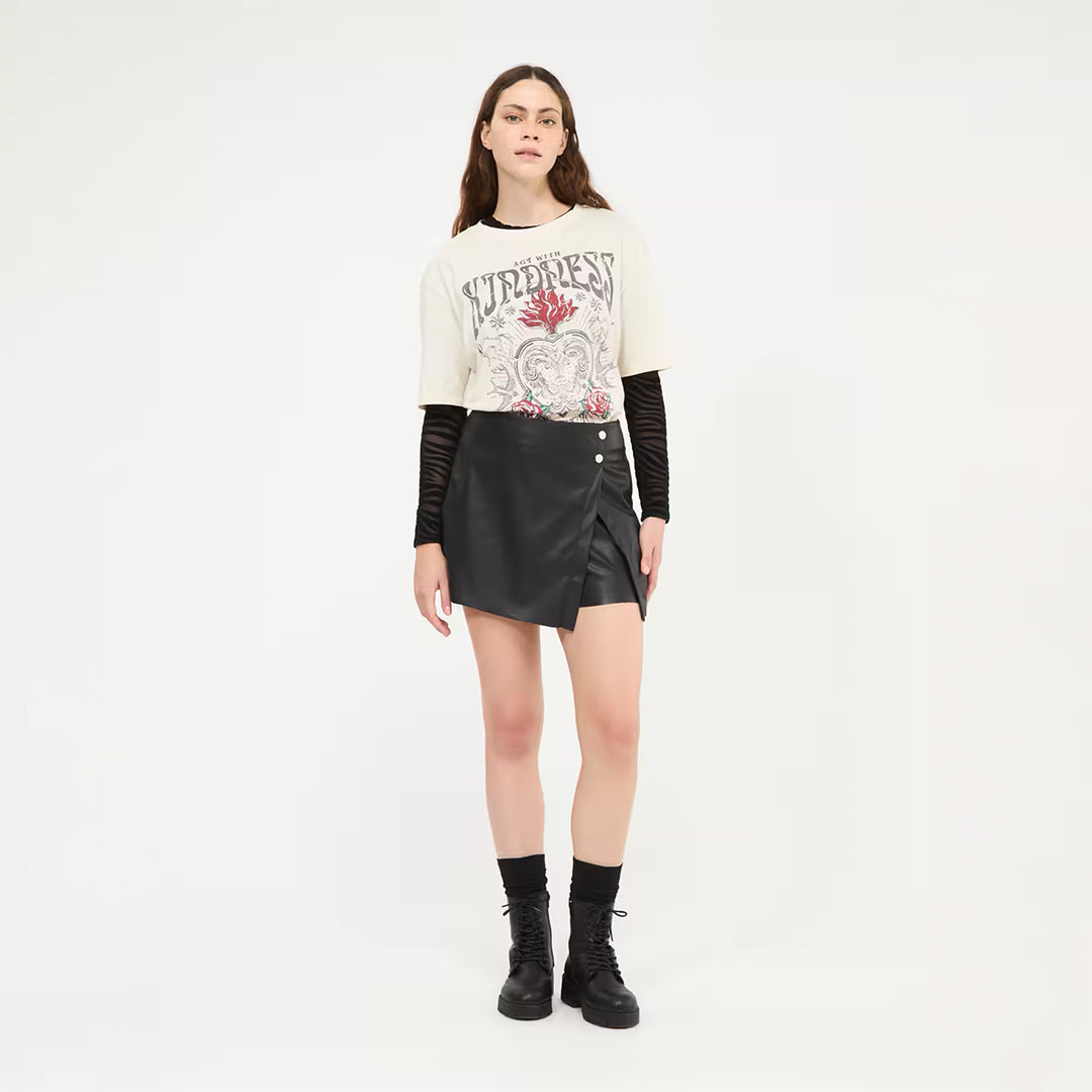 Wide T-Shirt with Print and Rock Writing