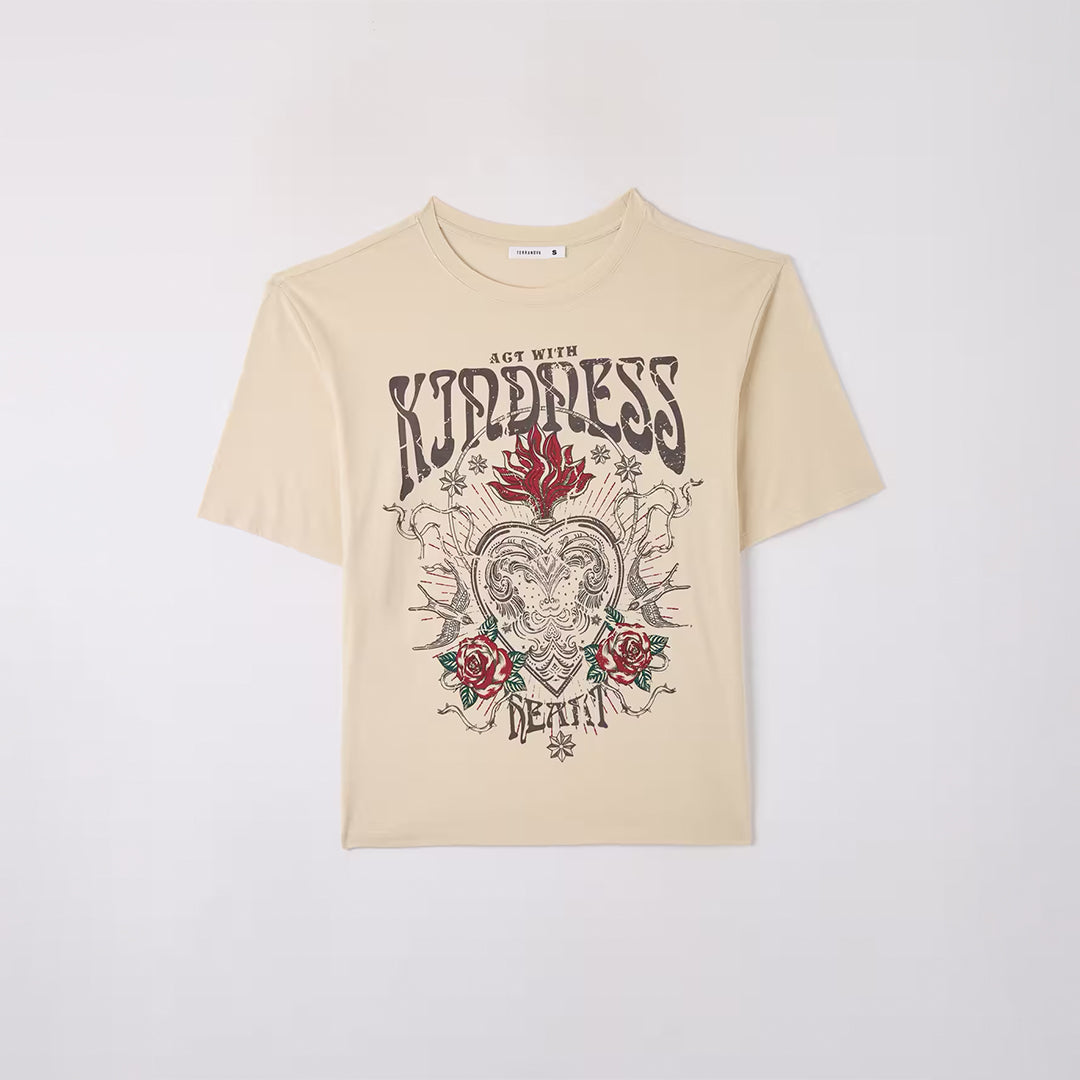 Wide T-Shirt with Print and Rock Writing