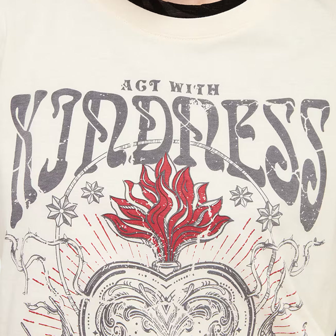 Wide T-Shirt with Print and Rock Writing