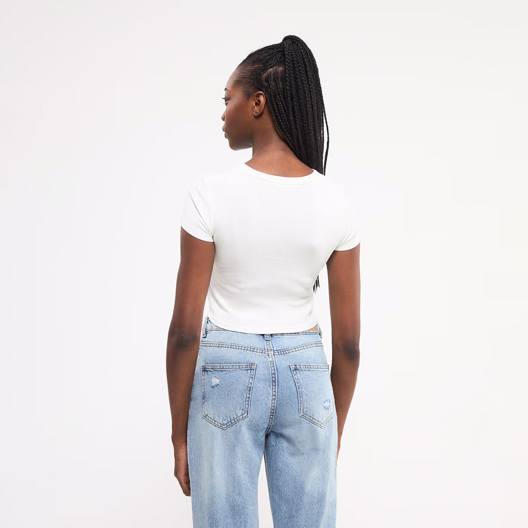 Graffiti Print Crop Crew Neck T-Shirt