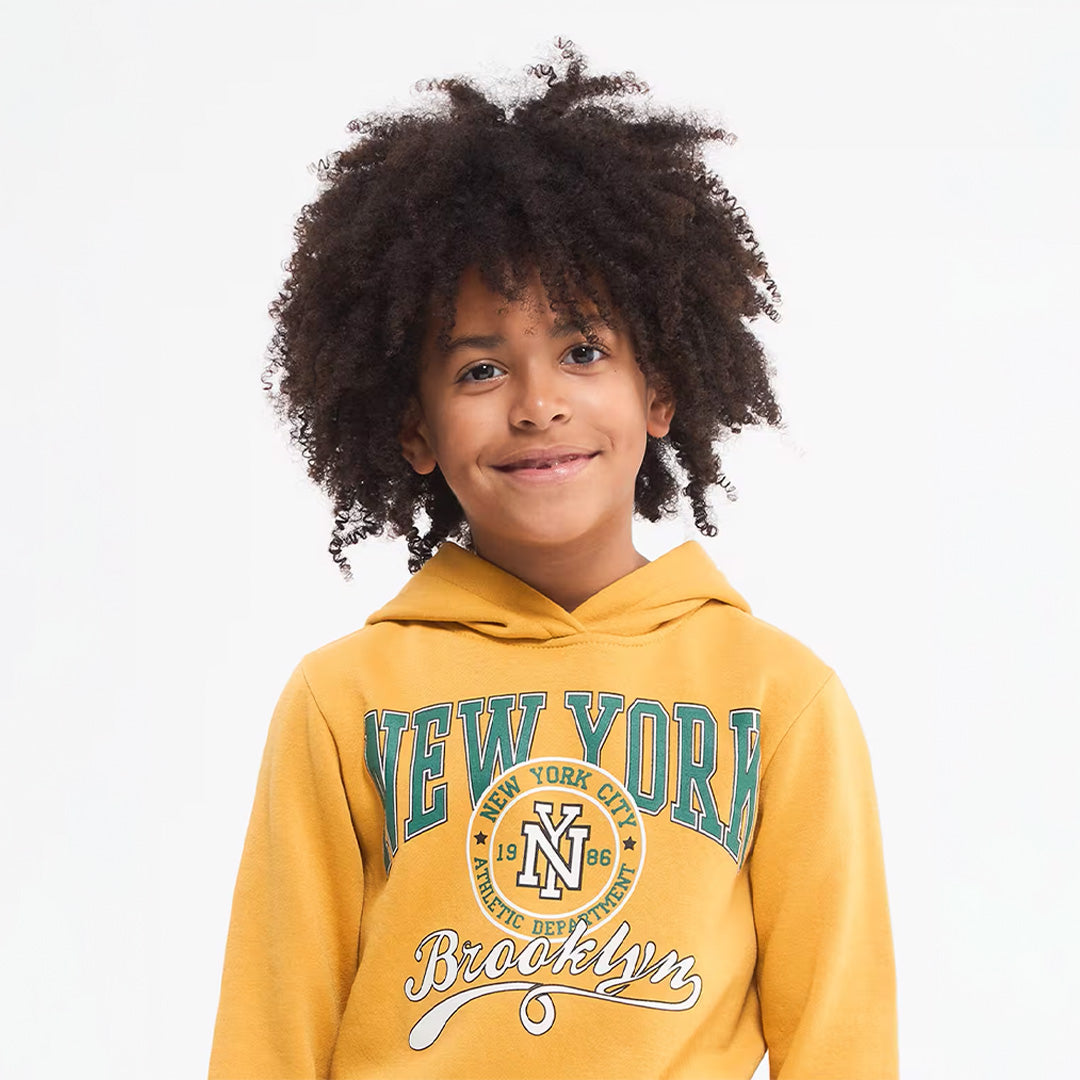 Varsity-Style Prints Hooded Sweatshirt