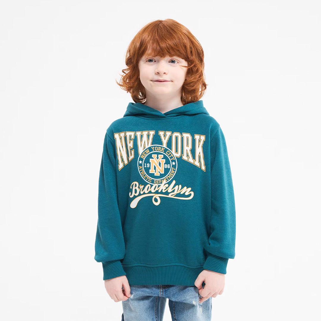 Varsity-Style Prints Hooded Sweatshirt