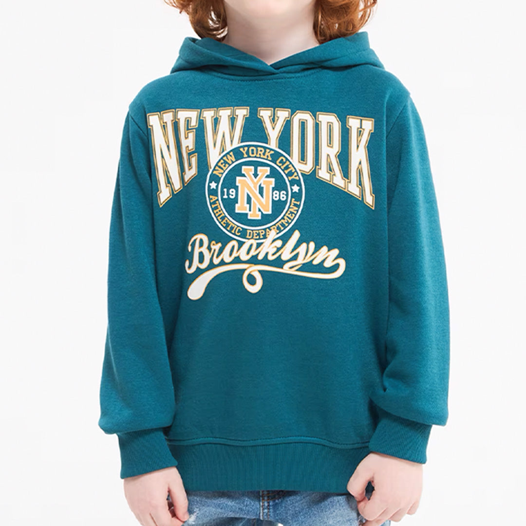 Varsity-Style Prints Hooded Sweatshirt