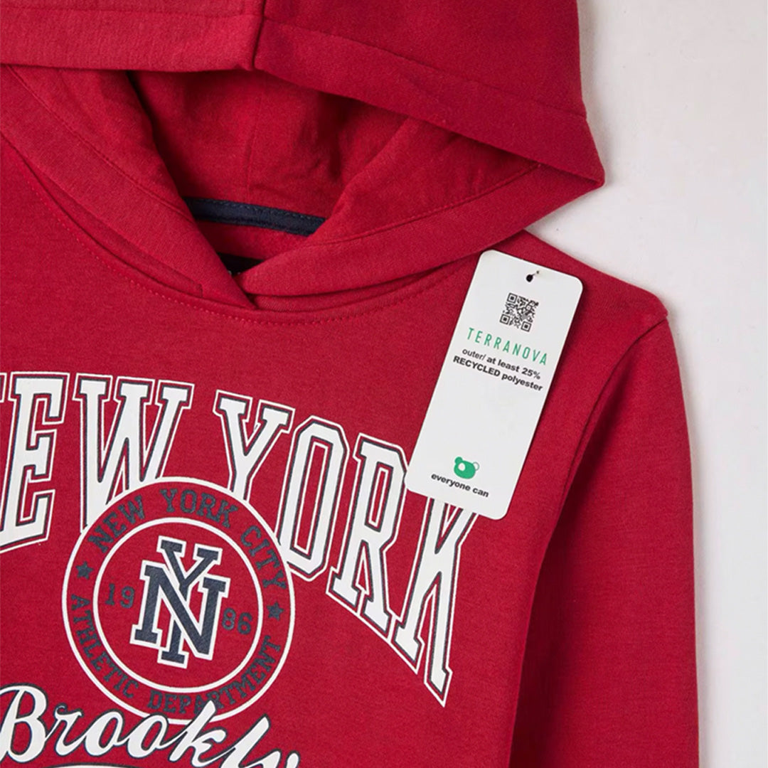 Varsity-Style Prints Hooded Sweatshirt