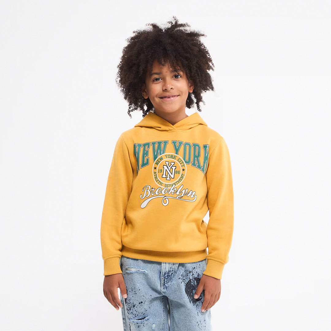 Varsity-Style Prints Hooded Sweatshirt