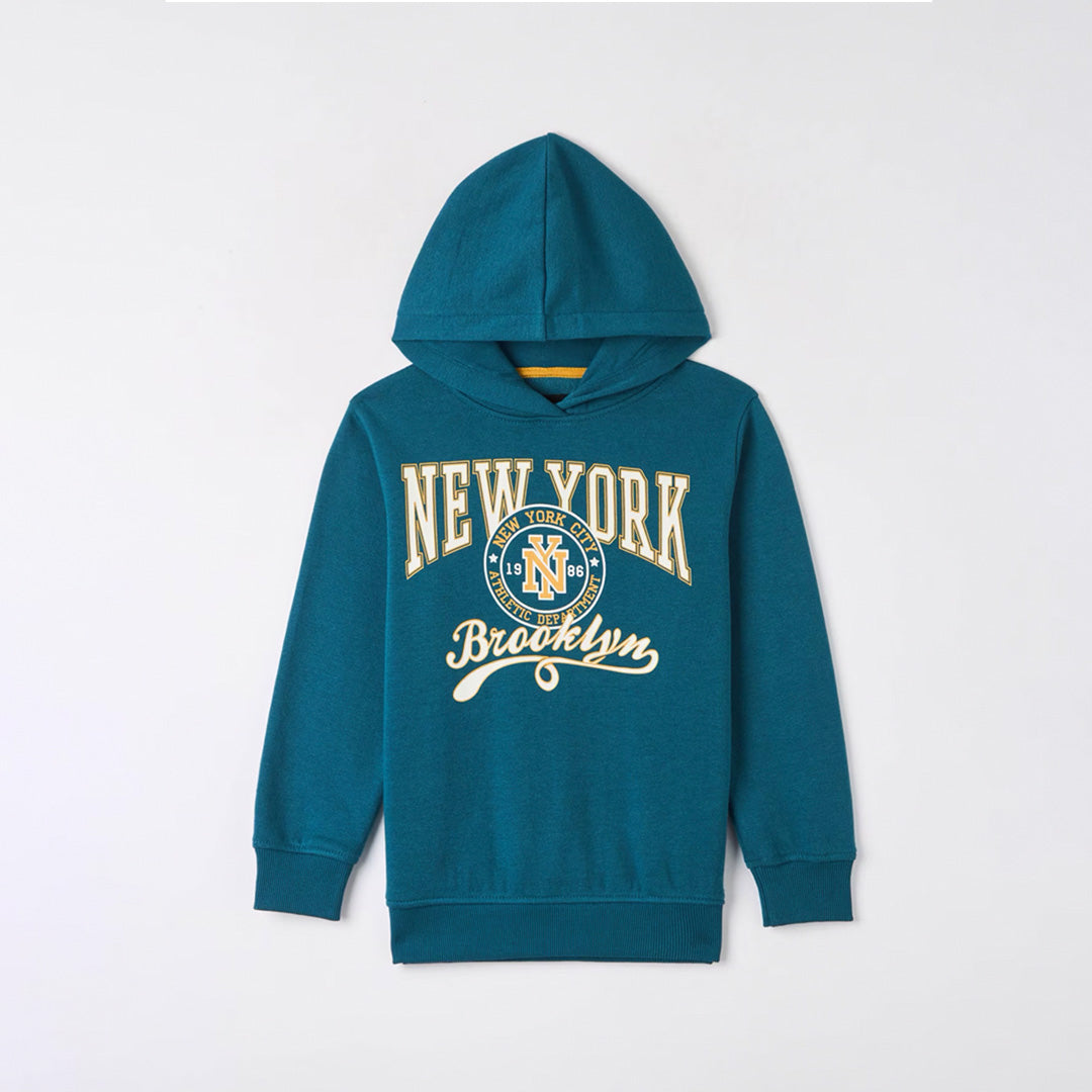 Varsity-Style Prints Hooded Sweatshirt