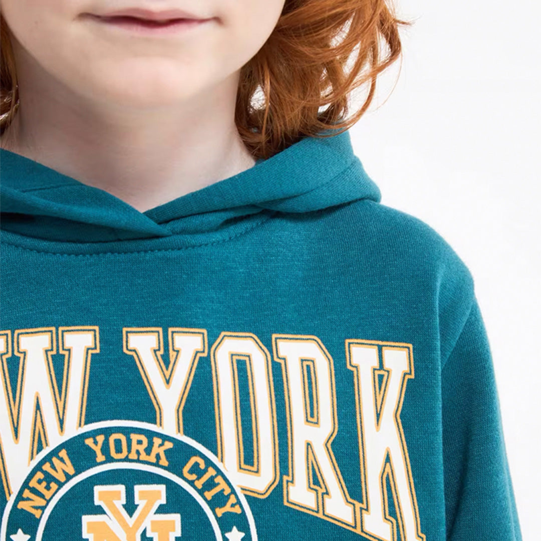 Varsity-Style Prints Hooded Sweatshirt