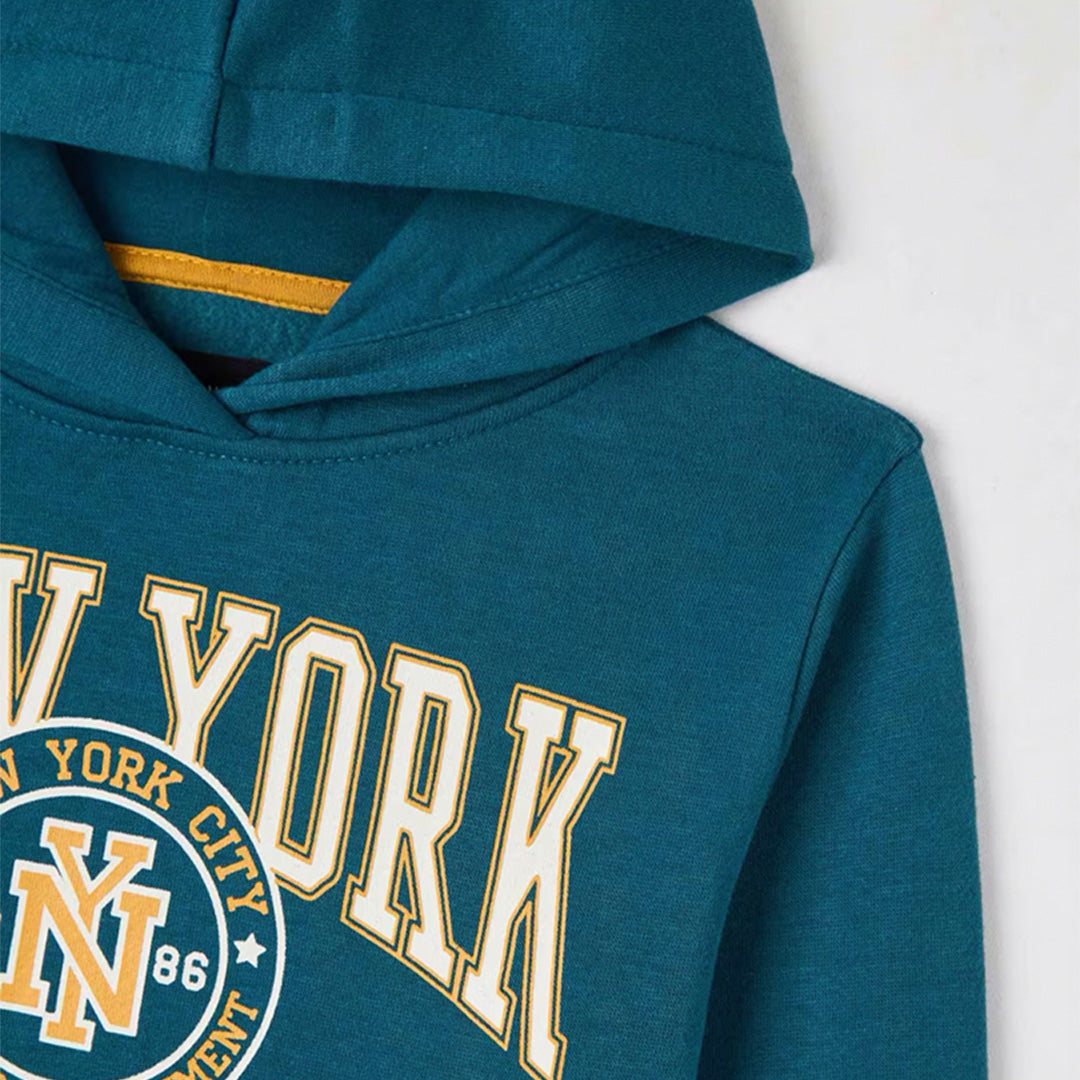 Varsity-Style Prints Hooded Sweatshirt