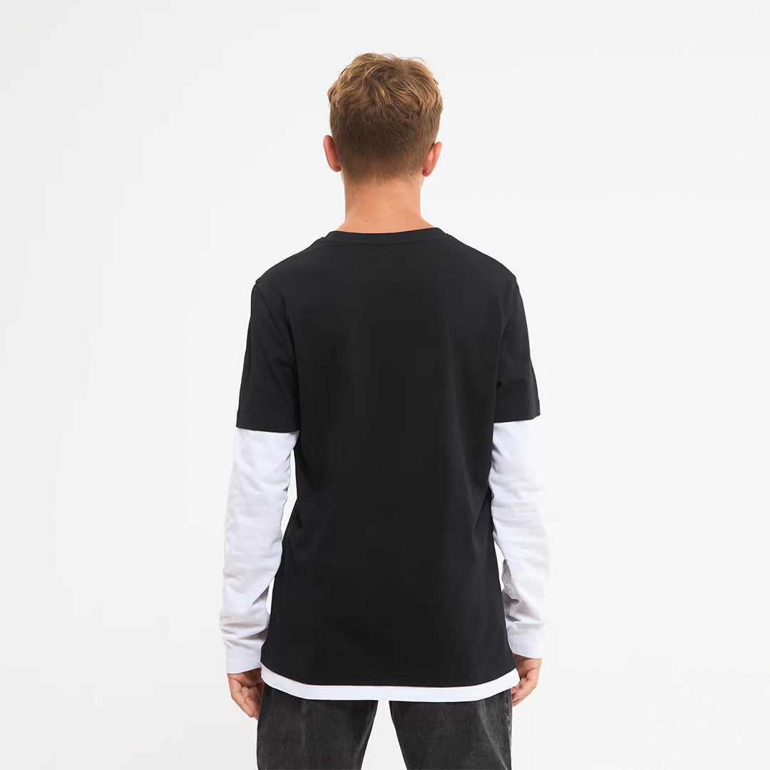Flames and Black Writing Crew Neck Long Sleeve T-Shirt