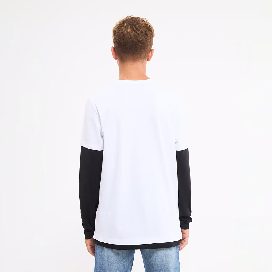 Flames and Black Writing Crew Neck Long Sleeve T-Shirt