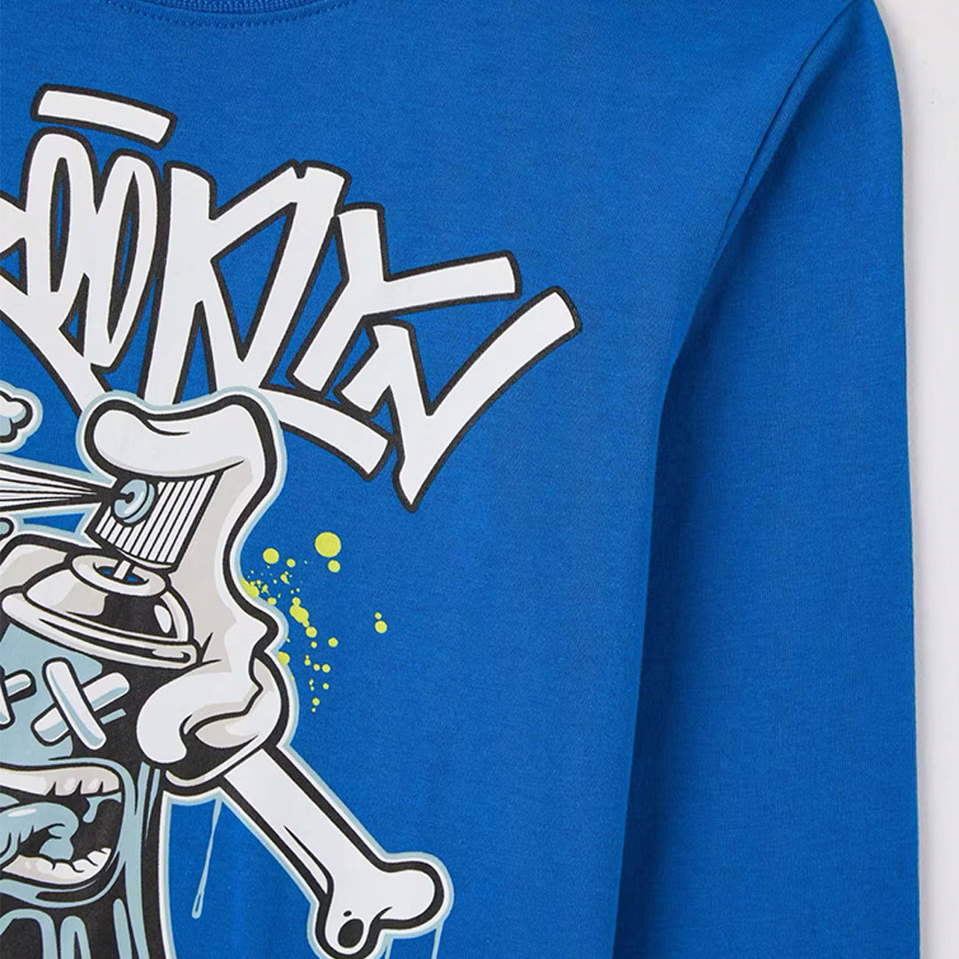 Graffiti-Style Crew Neck Long Sleeve T-Shirt