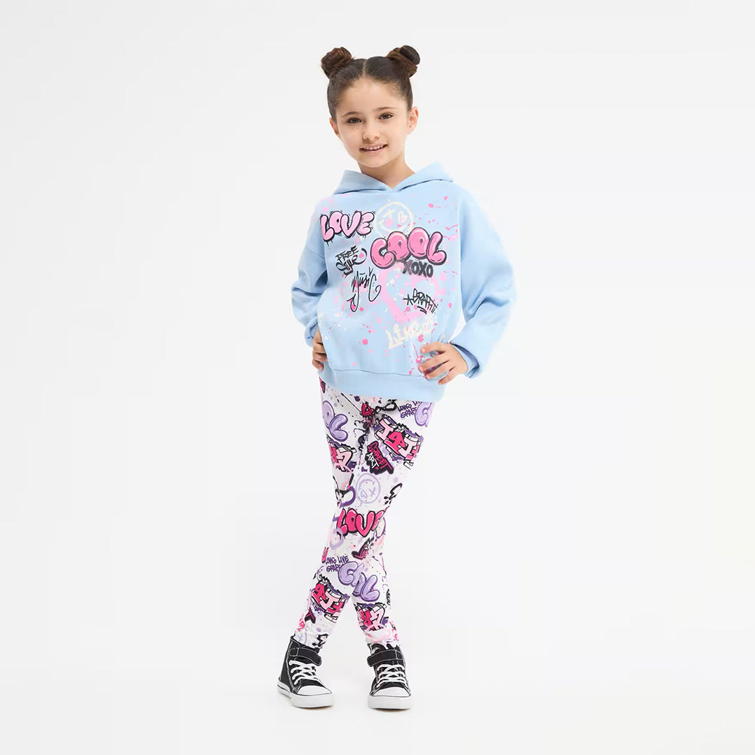 High-Waisted Leggings with Graffiti