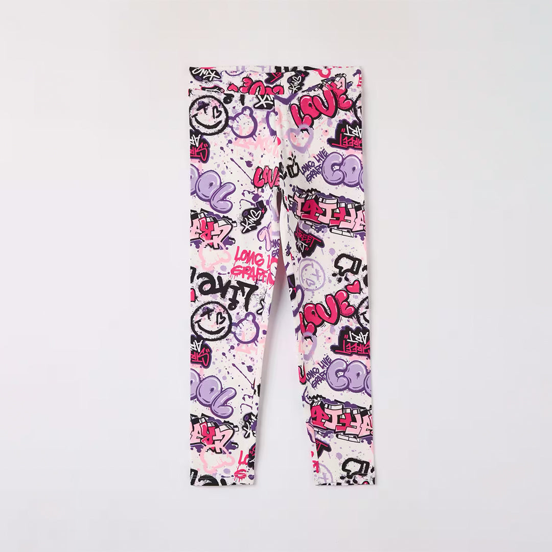 High-Waisted Leggings with Graffiti