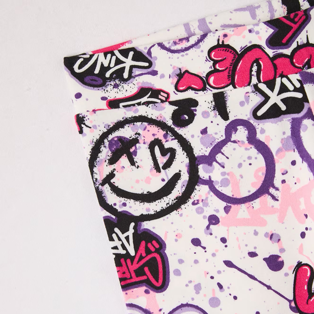High-Waisted Leggings with Graffiti