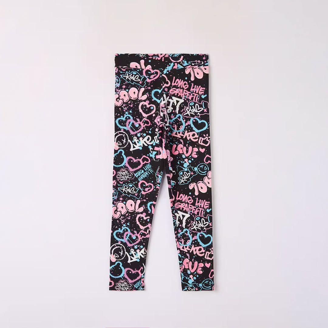 High-Waisted Leggings with Graffiti