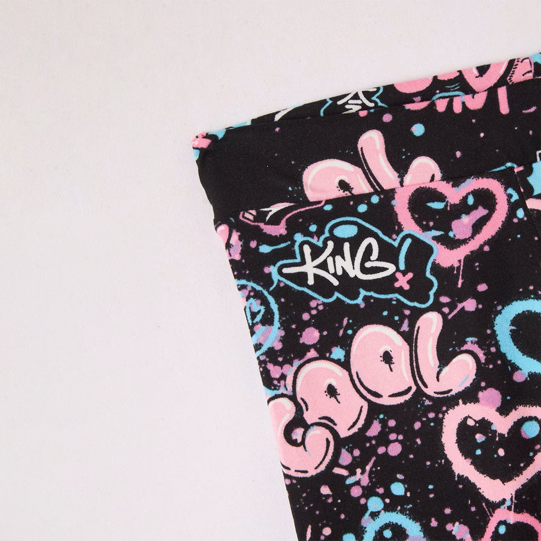 High-Waisted Leggings with Graffiti