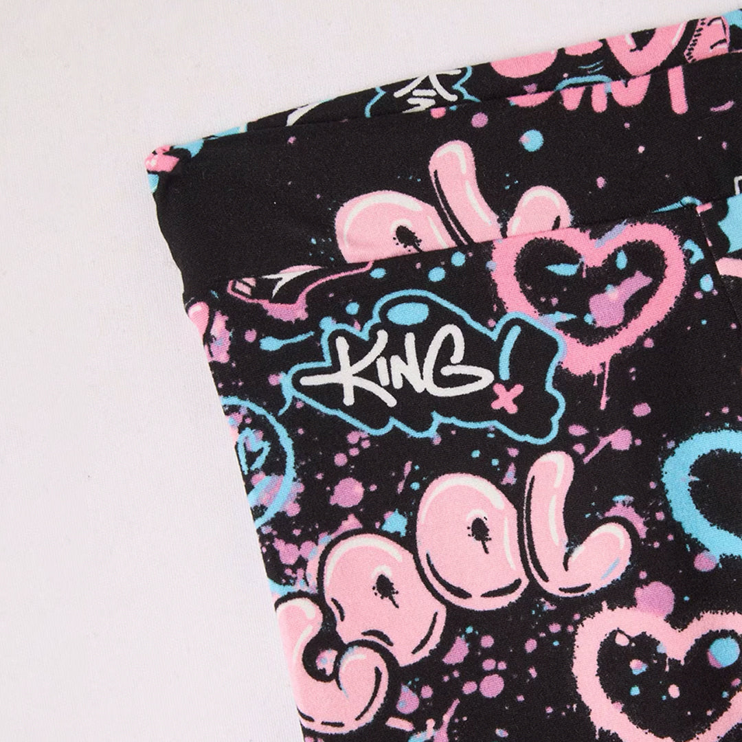 High-Waisted Leggings with Graffiti