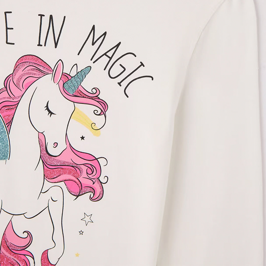 Unicorn Print Crew Neck T-Shirt