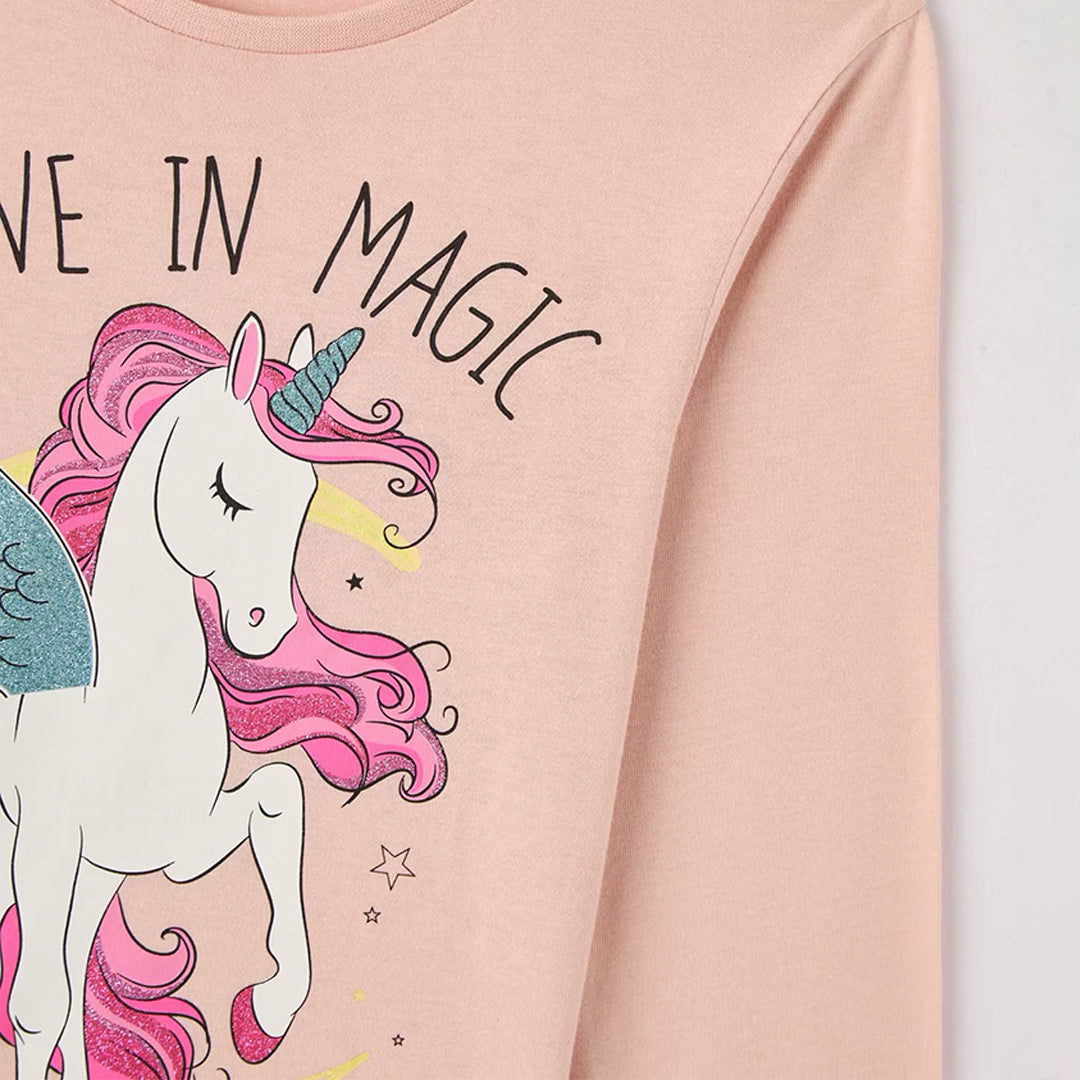 Unicorn Print Crew Neck T-Shirt