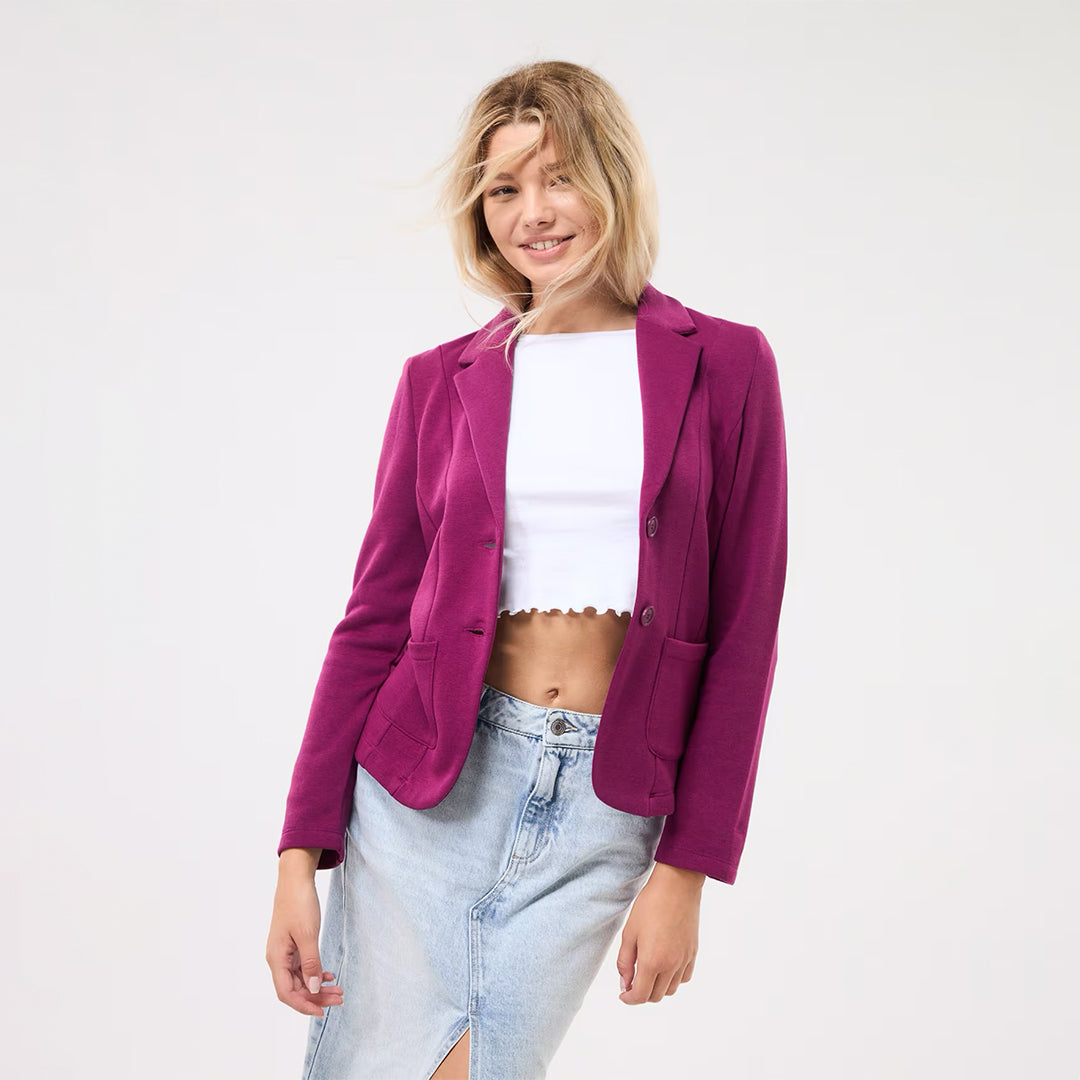 Single-Breasted Jacket with Button Closure