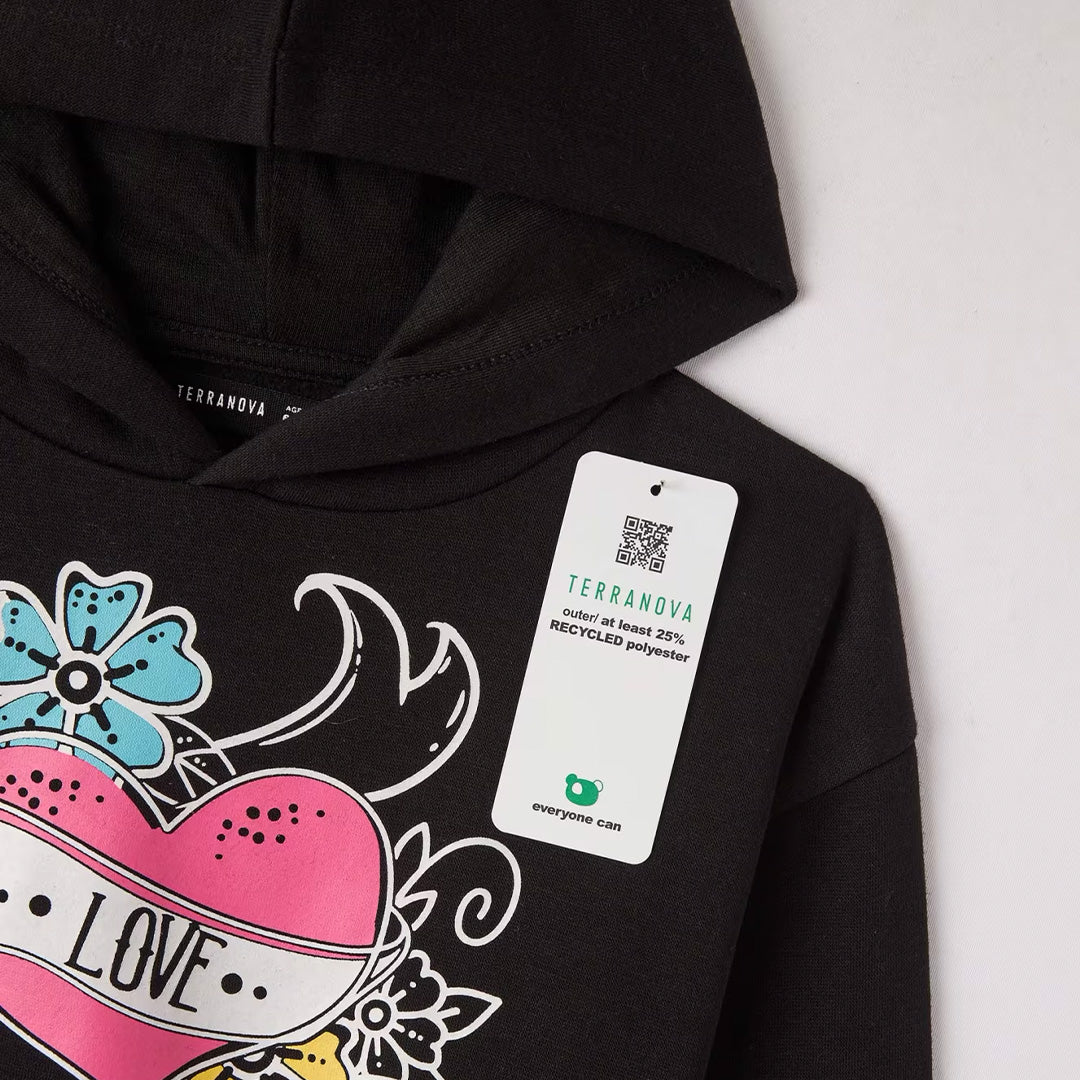 Graffiti Sweatshirt Dress with Hood