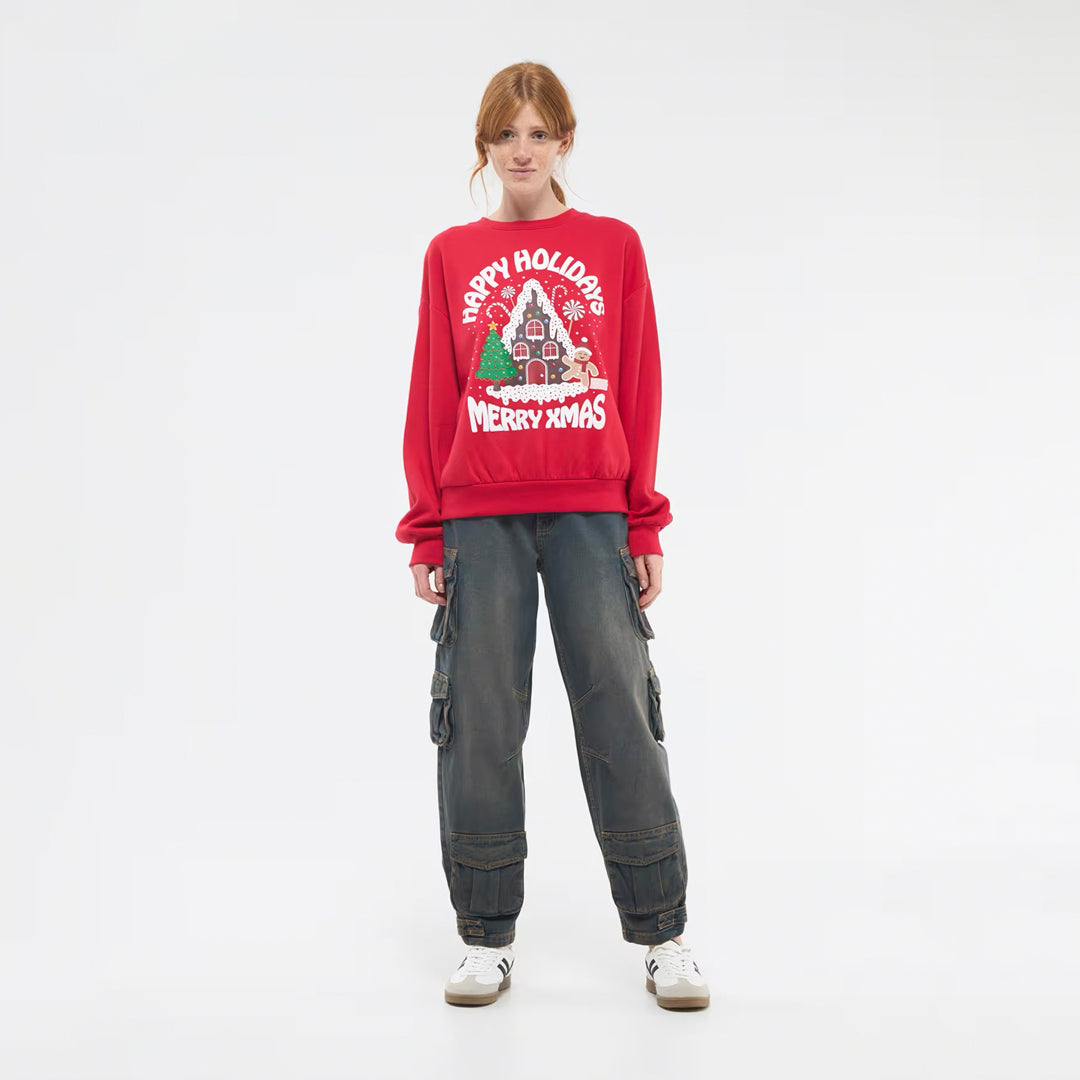 Hooded Sweatshirt with Christmas Print